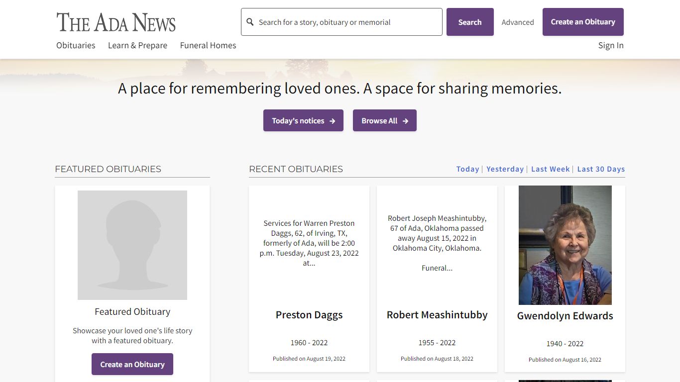 Obituaries | The Ada News
